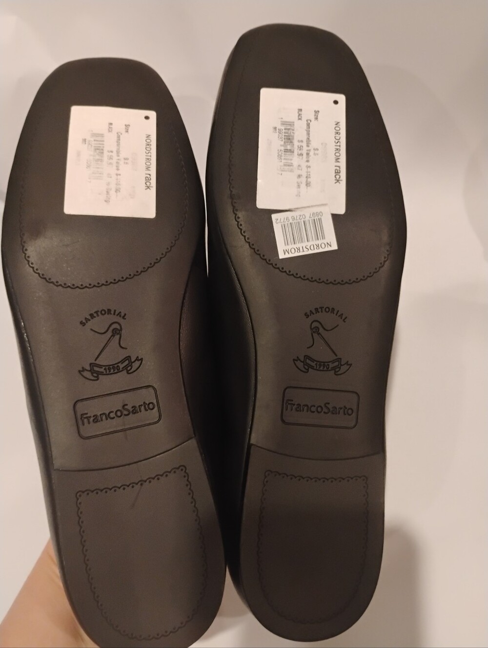 New Women's Franco Sarto Black Leather Size 9.5 T-strap Ballet Flats - Picture 8 of 9